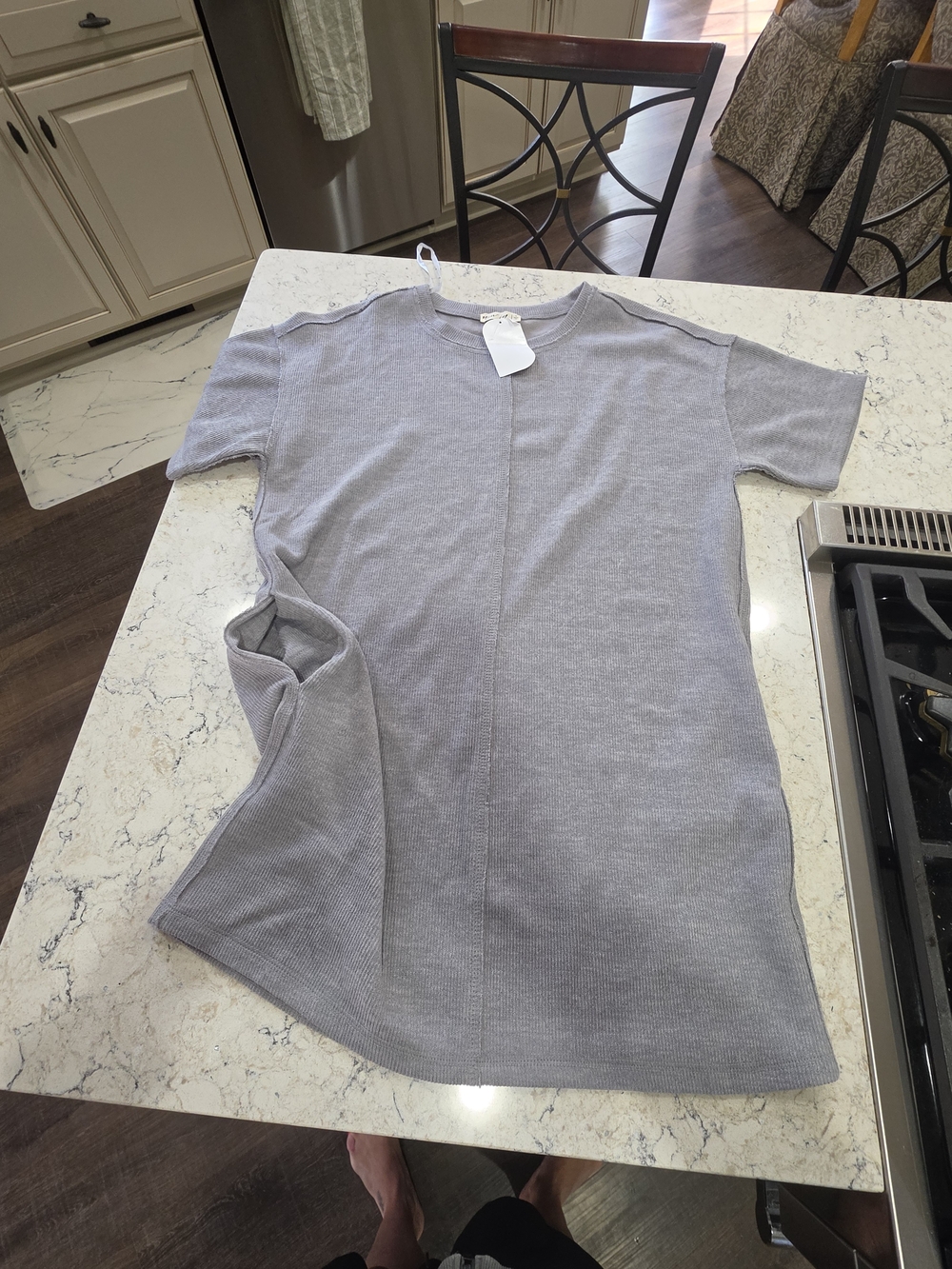 Light Gray Knit Short Sleeve Dress